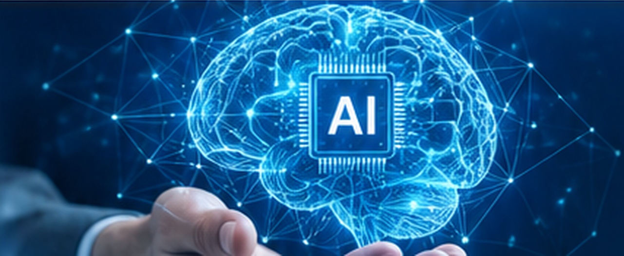 Rete neurale digitale azzurra e intelligenza artificiale